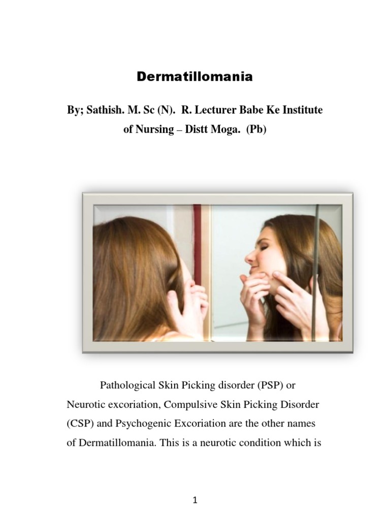 Dermatillomania | PDF | Cognitive Behavioral Therapy | Psychiatric ...