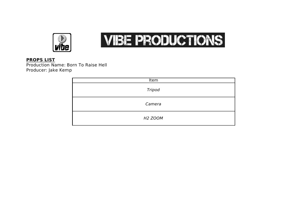 Props List | PDF