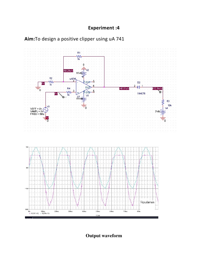 Experiment 4 Positive Clipper | PDF