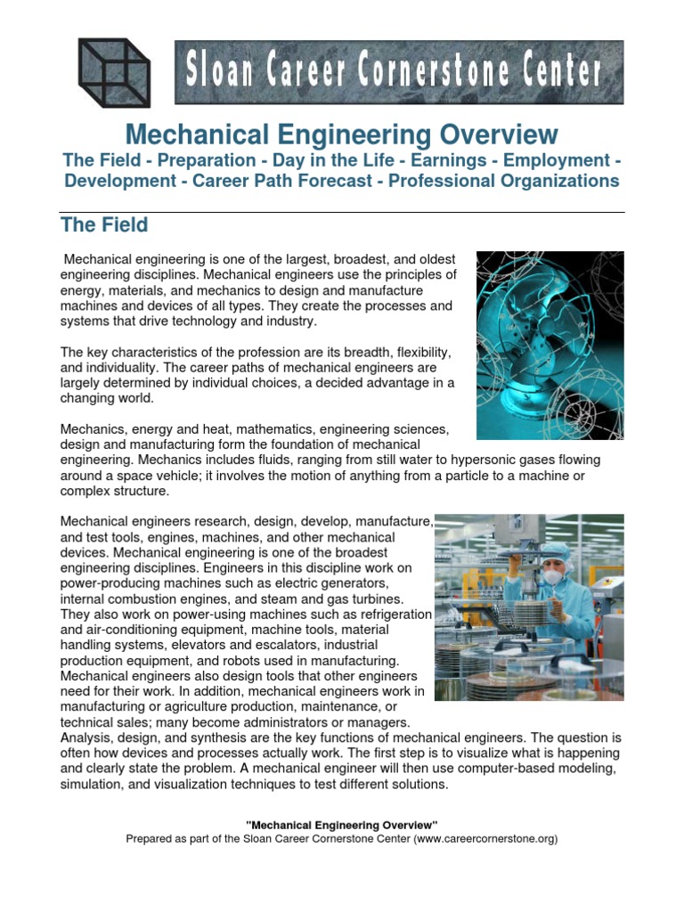 Mechanical Engineering Overview | PDF | Technology & Engineering
