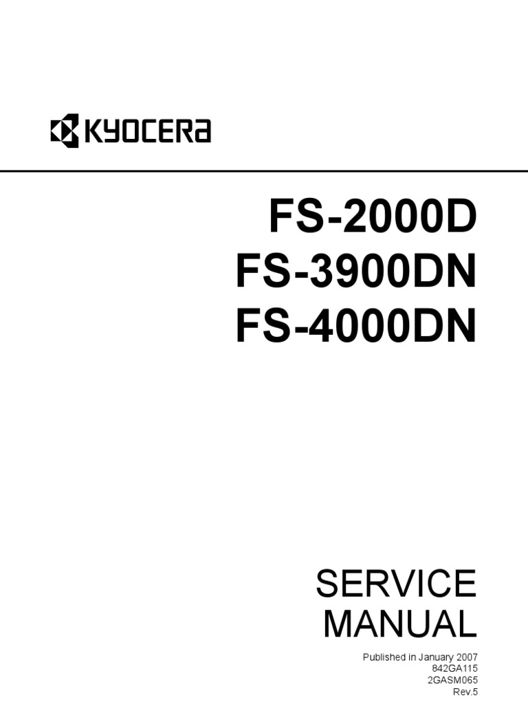 Kyocera Fs-2000d, Fs-3900dn, Fs-4000dn Service Manual | PDF.