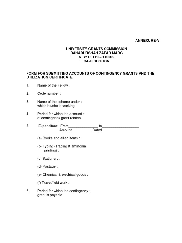 Contingency Grant Utilization Form | PDF