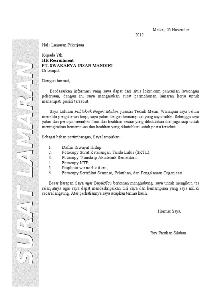 1surat Lamaran