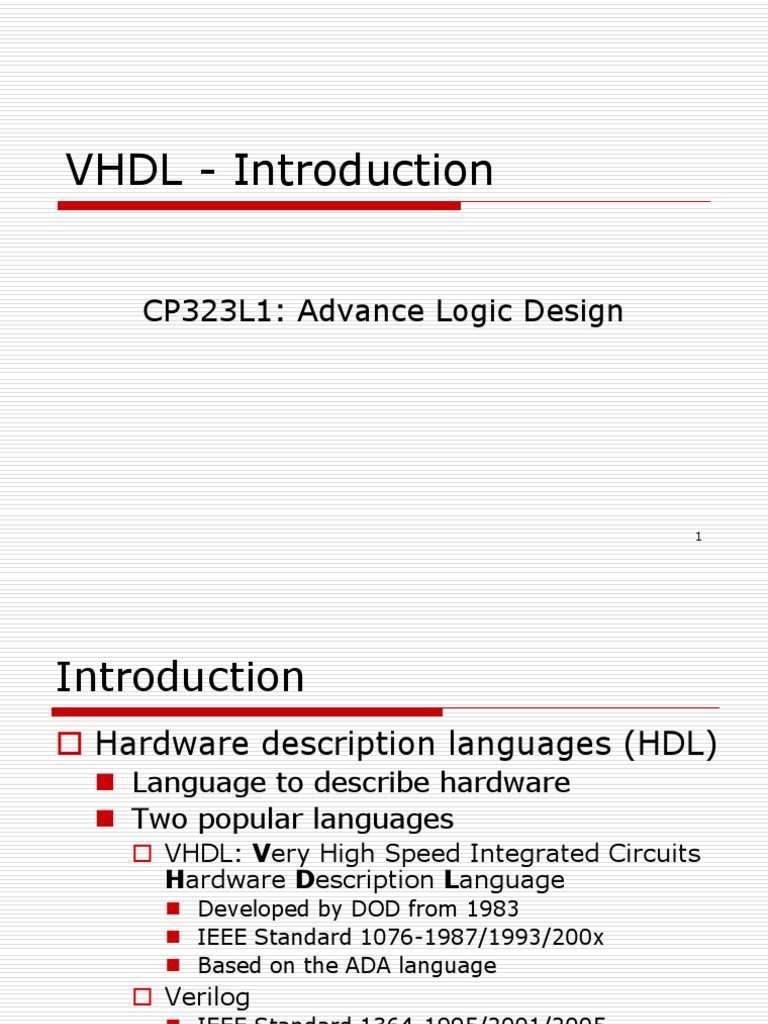 VHDL PDF Hardware Description Language Vhdl
