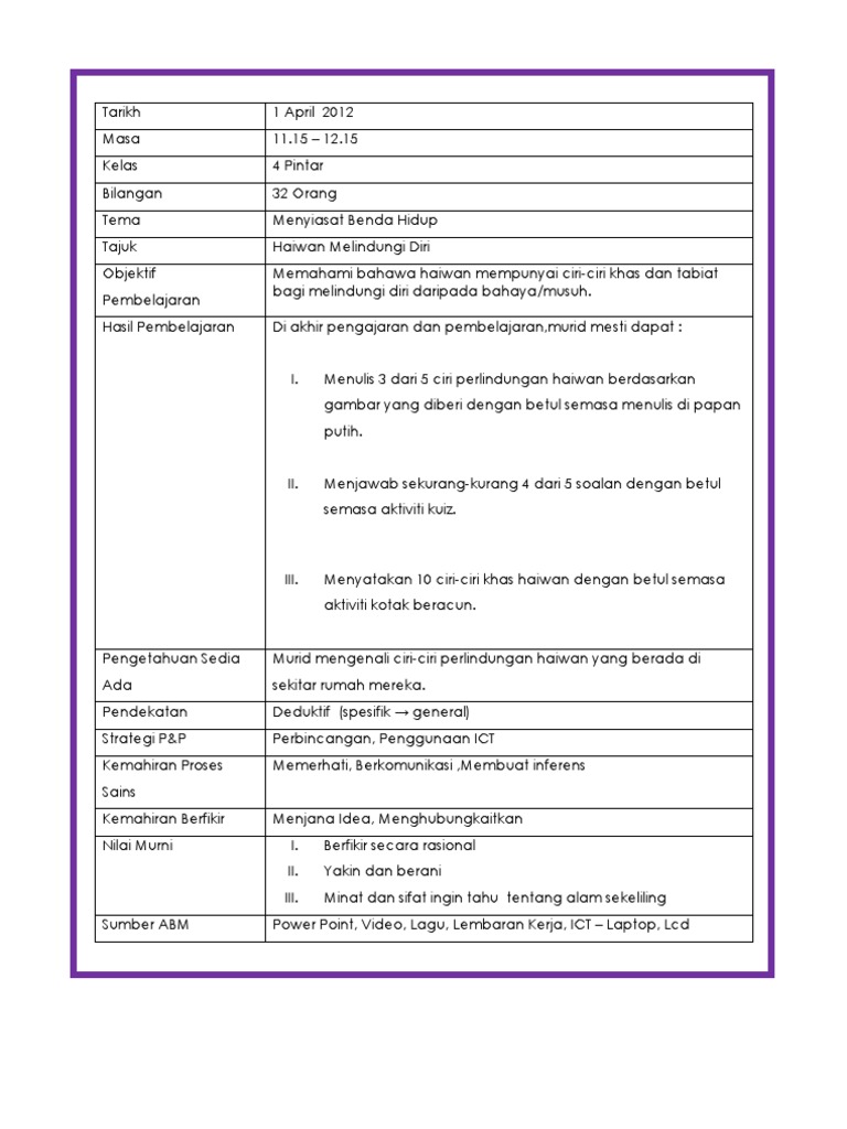 Rph Sains Tahun 4p Perlindungan Haiwan Pdf