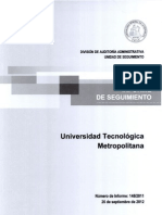 Informe de Seguimiento Al Informe Final #148-2011 Universidad Tecnológica Metropolitana - Septiembre 2012