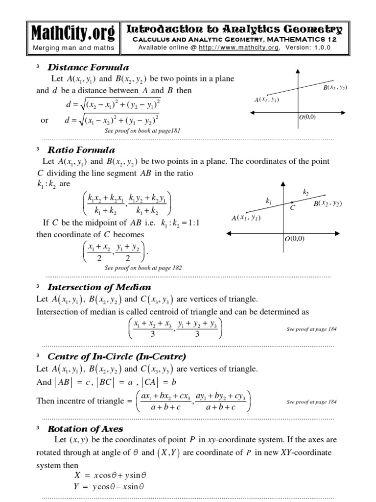 Ch04 Formulas Introduction To Analytics Geometry | PDF