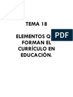18. Elementos que forman el currículum en educación
