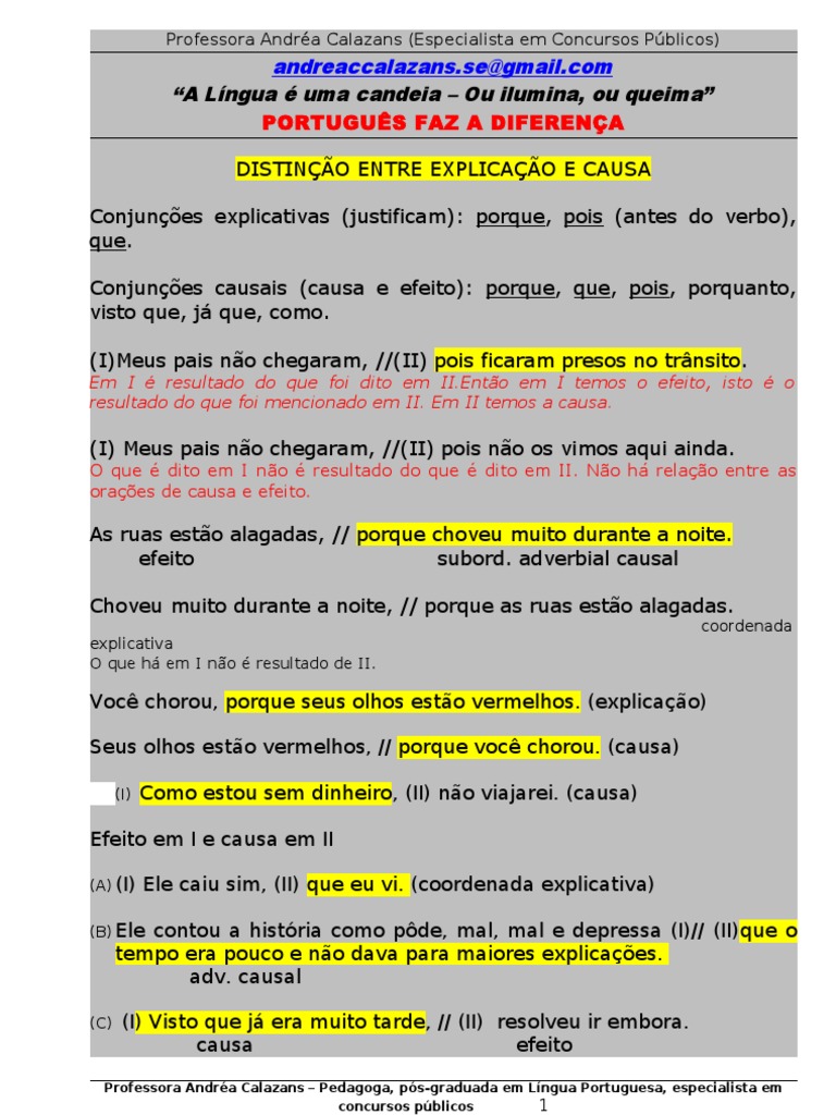 Causa e Consequência na Língua Portuguesa | PDF