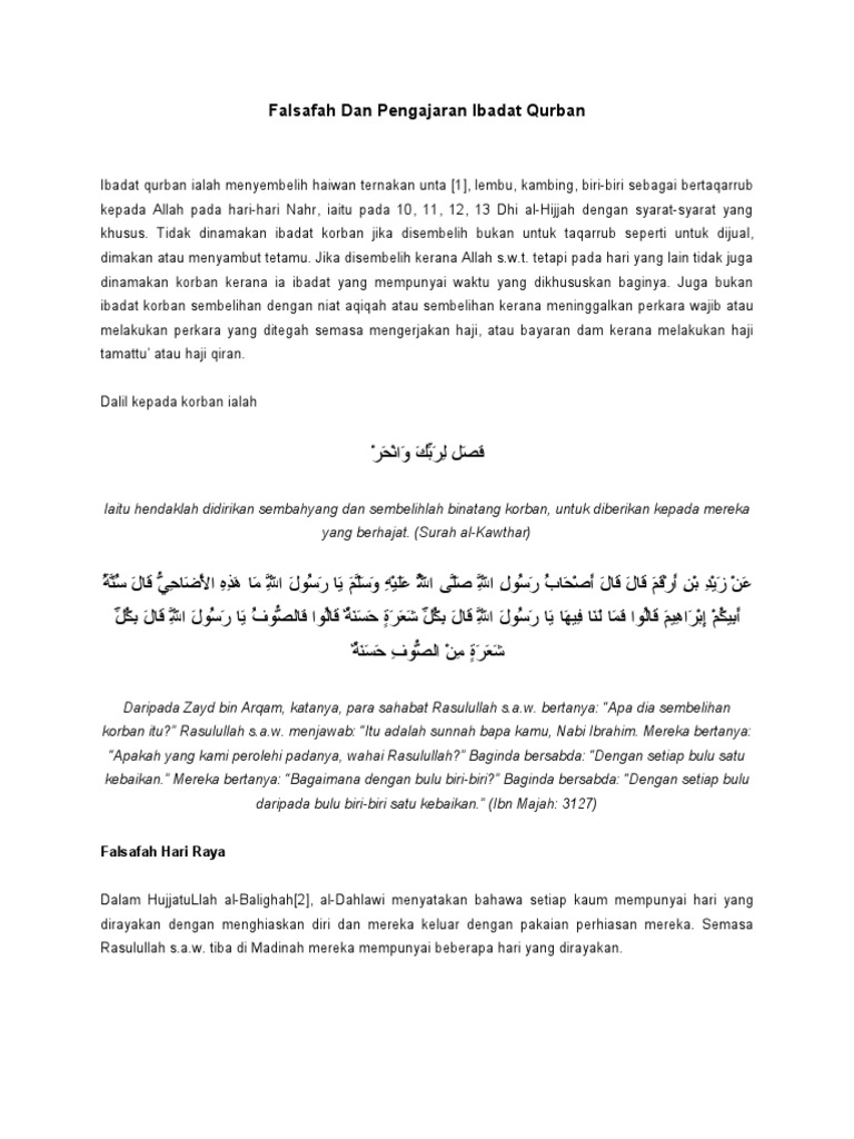 Falsafah Dan Pengajaran Ibadat Qurban Pdf