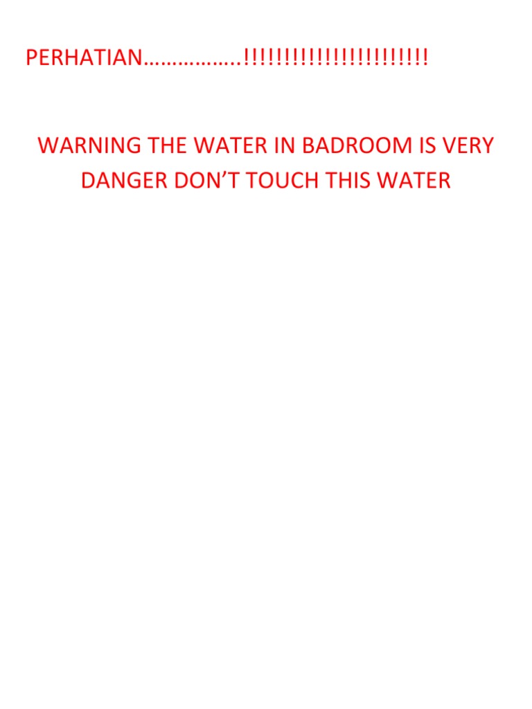 Warning Hazardous Bathroom Water PDF Cooking, Food & Wine
