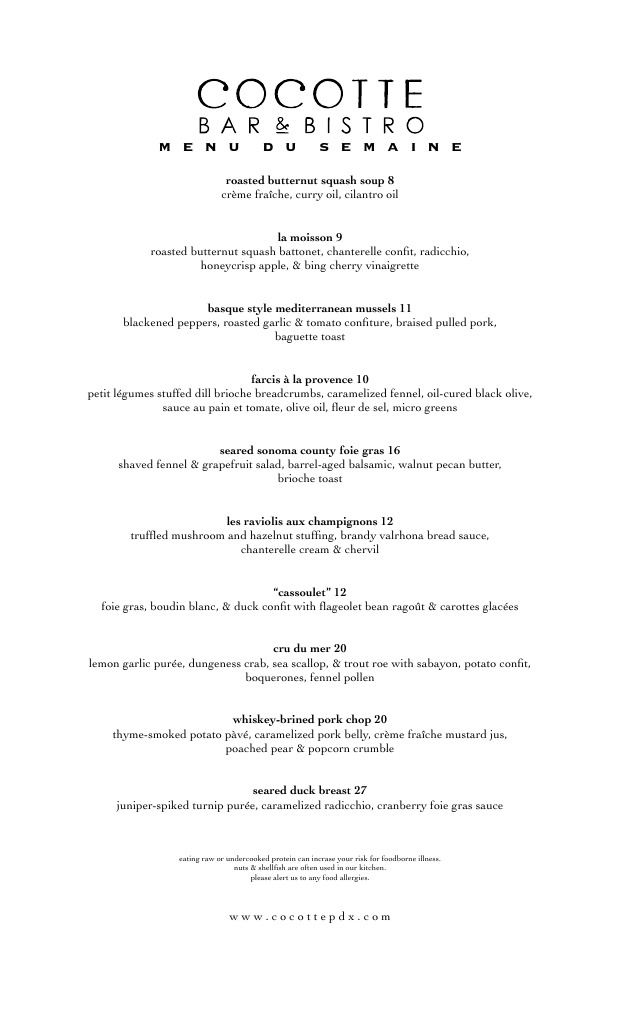 Seasonal Menu Highlights at Cocotte | PDF | Cooking, Food & Wine