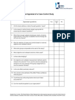 Critical Appraisal Questions For A Case Control Study