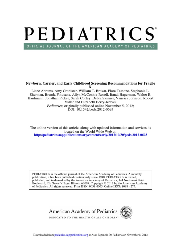 Screening Guidelines for Fragile X Syndrome | PDF | Genetic Counseling ...