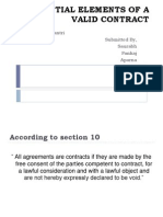 Essential Elements of A Valid Contract: Submitted To: Prof - Mantri Submitted By, Saurabh Pankaj Aparna Seema