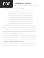 snc1d Chemistry Unit Review