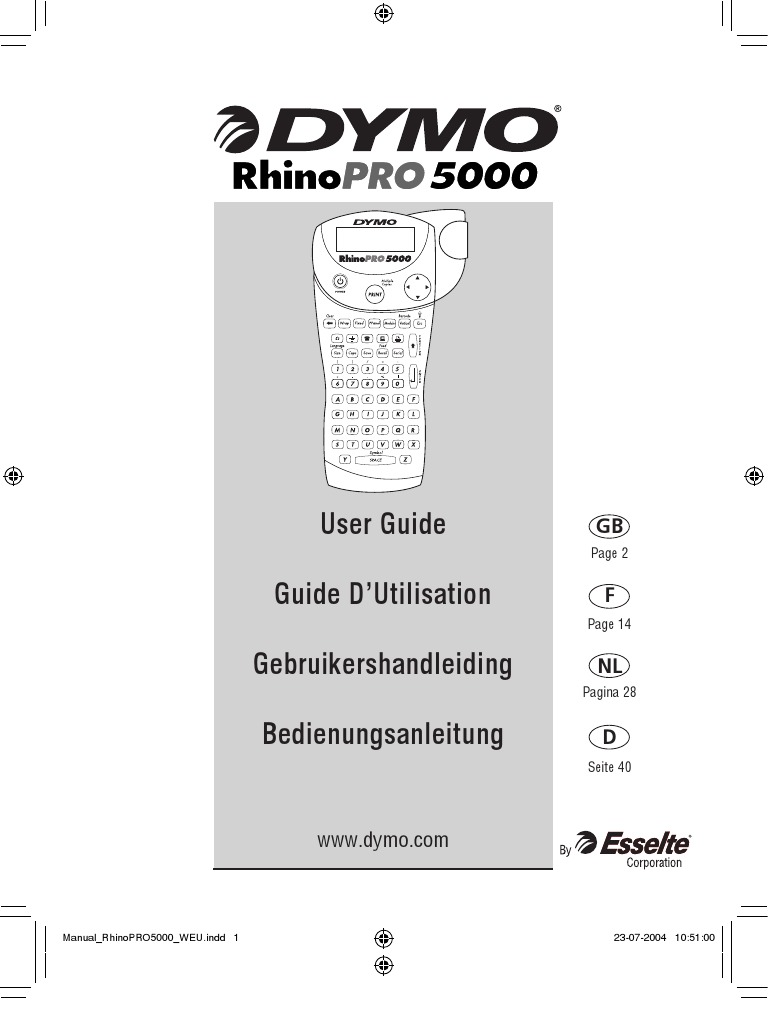 RhinoPRO 5000 Manual PDF Printer