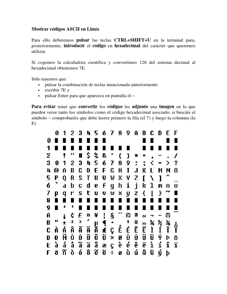 Codigos Ascii En Linux