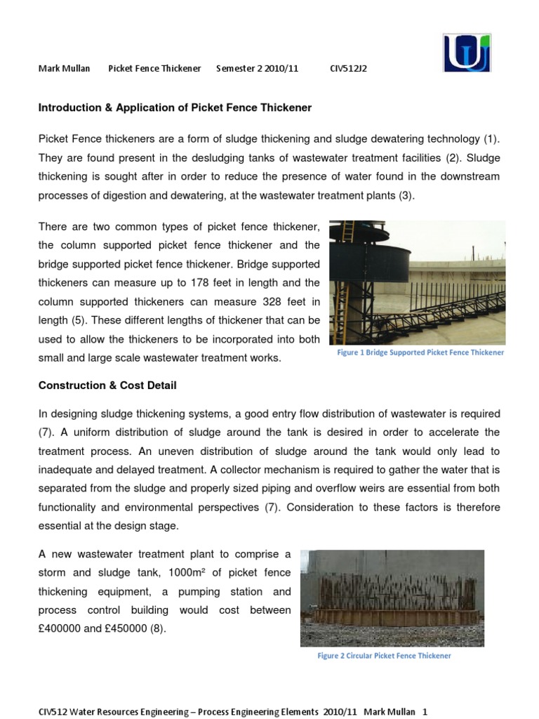 Picket Fence Thickener Final PDF Sewage Treatment Sustainability