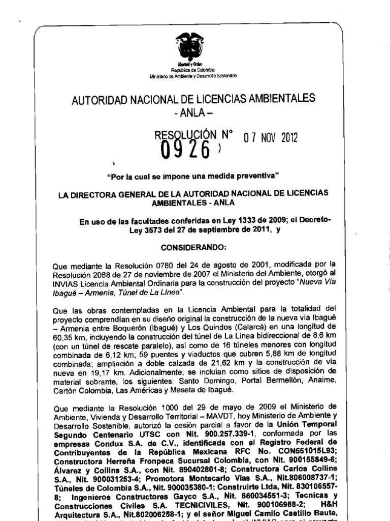Ejemplo de licencia ambiental ordinaria