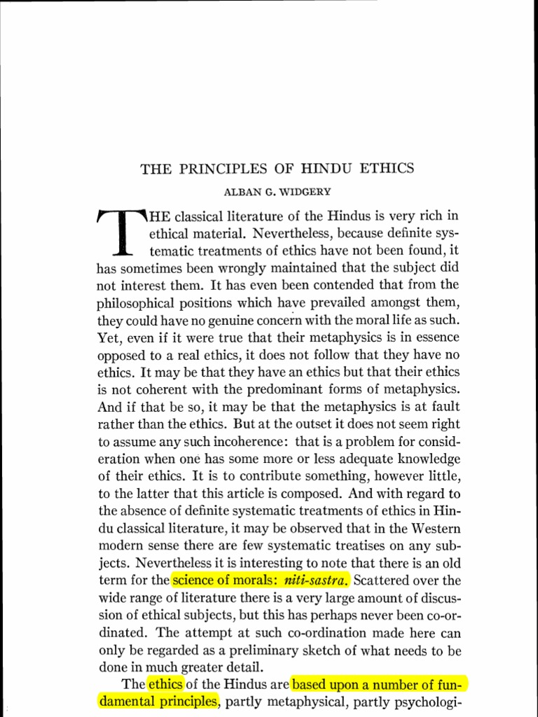 Principles of Hindu Ethics Explained | PDF | Moksha | Kama