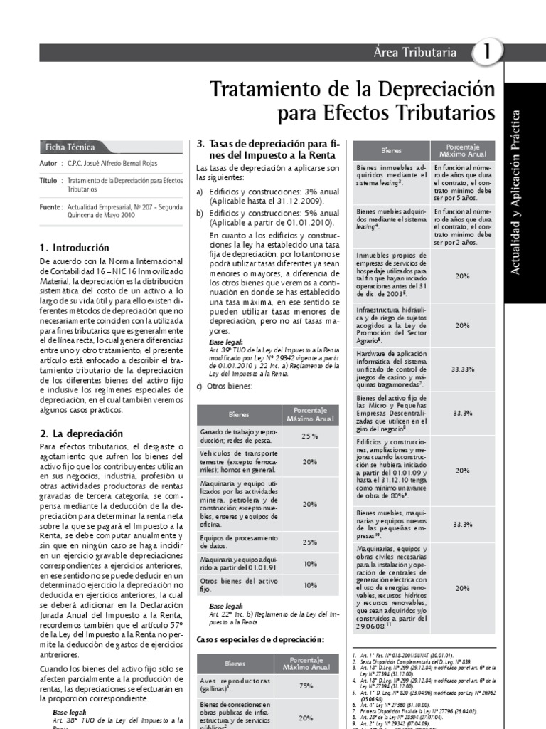 Depreciacion de Leasing | PDF | Depreciación | Impuesto sobre la renta