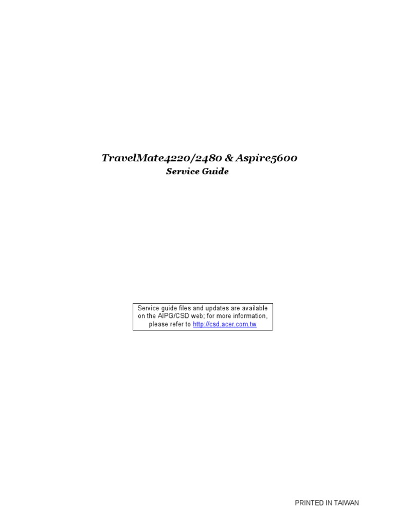 Service Manual Acer TravelMate 4220 2480 Aspire 5600 | Antivirus Software |  Cd Rom