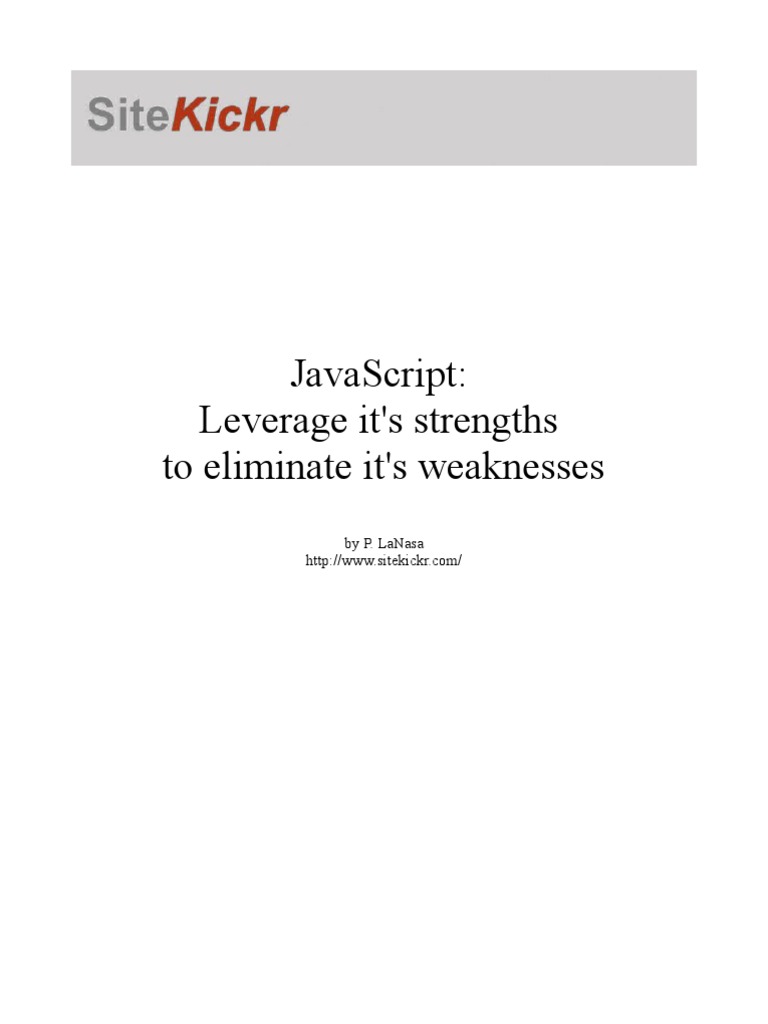 JavaScript Leverage Its Strengths To Eliminate Its Weaknesses | PDF ...