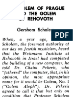 Scholem the Golem of Prague and the Golem of Rehovoth