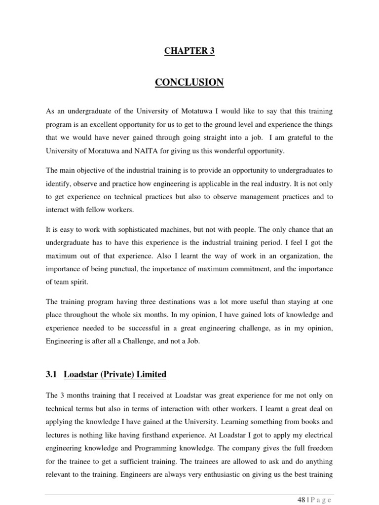 Industrial Training ReportConclusion