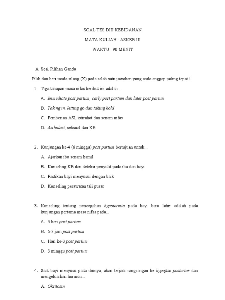 Soal Tes Diii Kebidanan