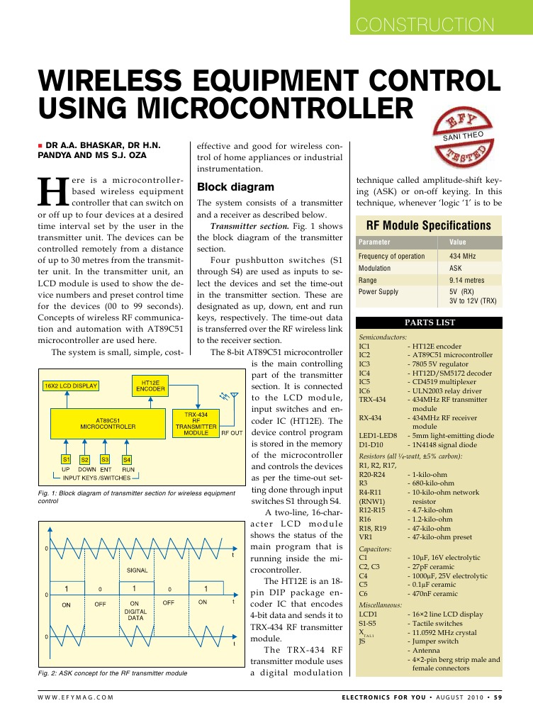 Microcontroller Wireless Control | PDF | Microcontroller | Modulation