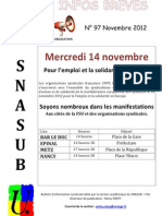 Mercredi 14 Novembre: S N A S U B