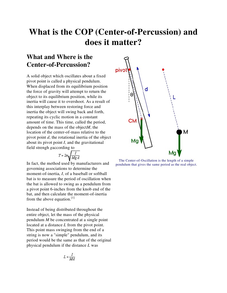 Center of Percussion PDF Pendulum Mass