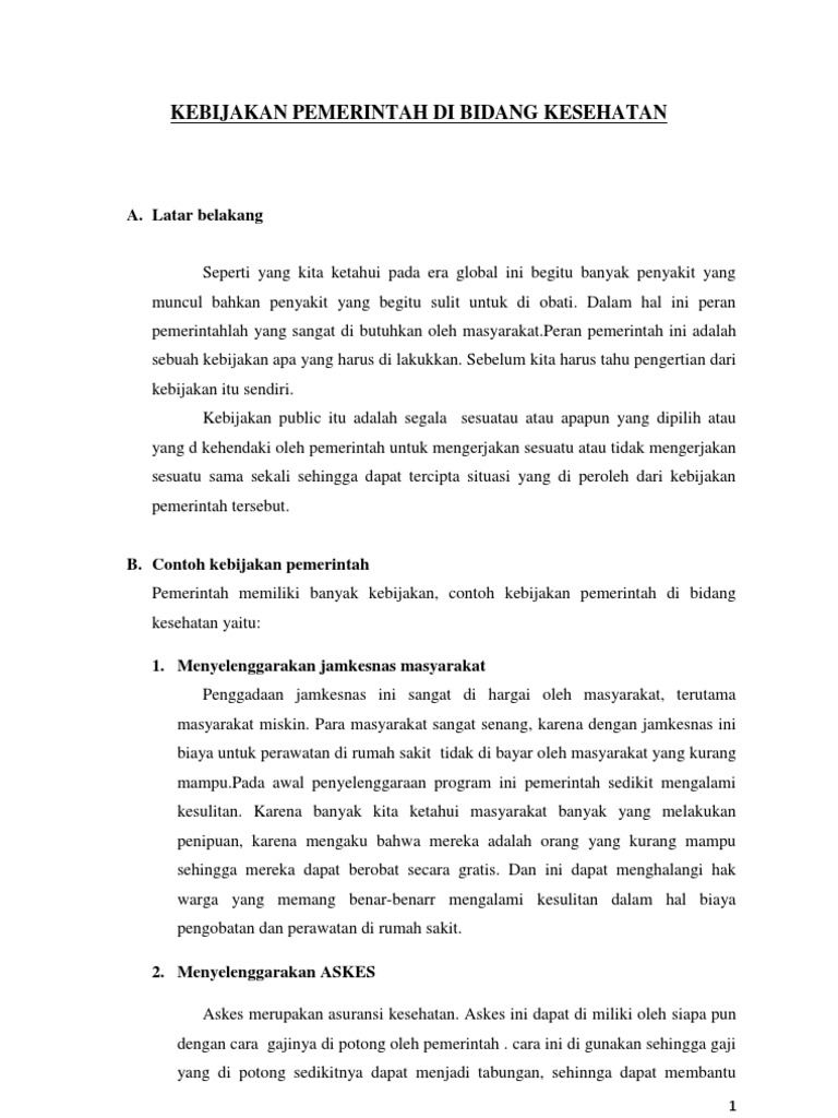 Contoh Makalah Analisis Kebijakan Kesehatan Dikdasmen