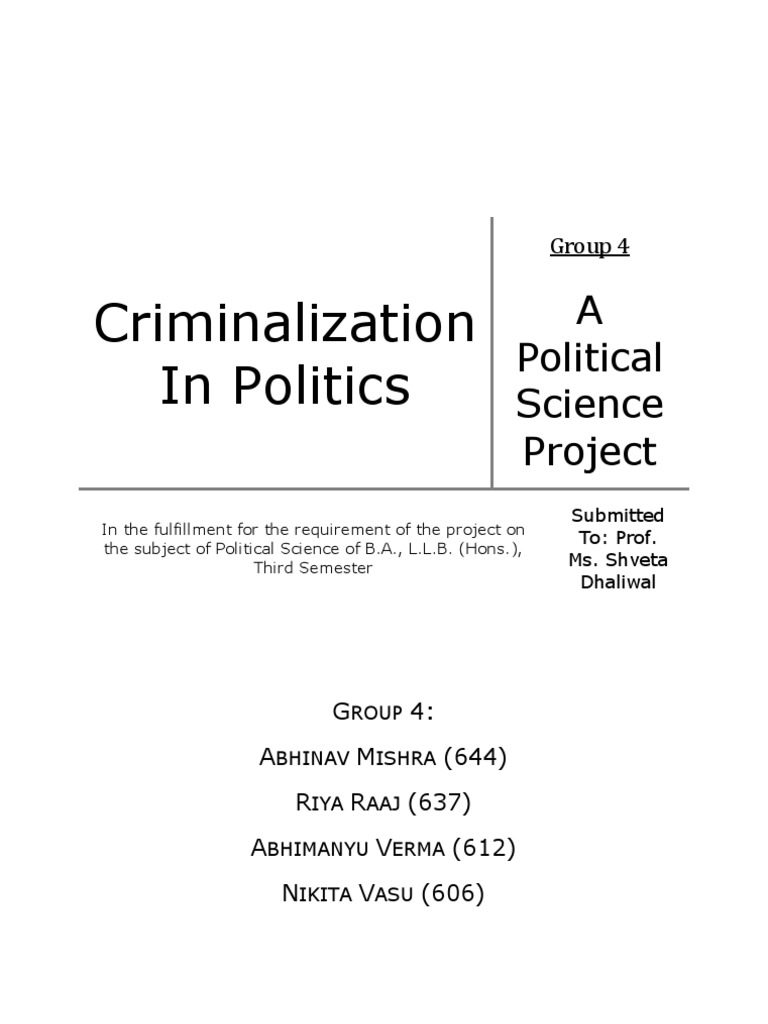 Essay on criminalisation of politics in india