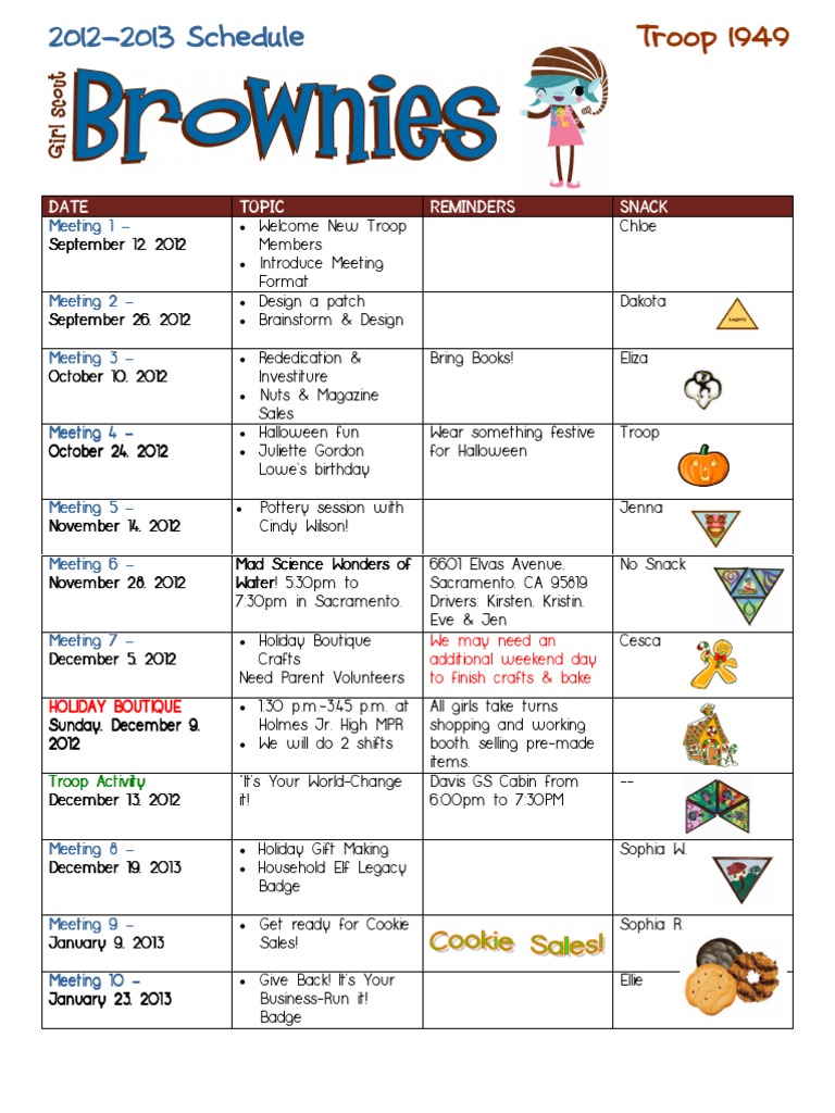 Brownie Girl Scouts 2012 2013 SAMPLE PDF Foods