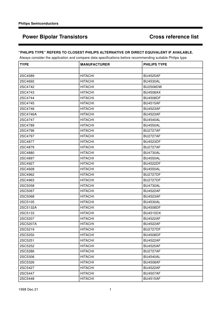 Transistors Equivalent