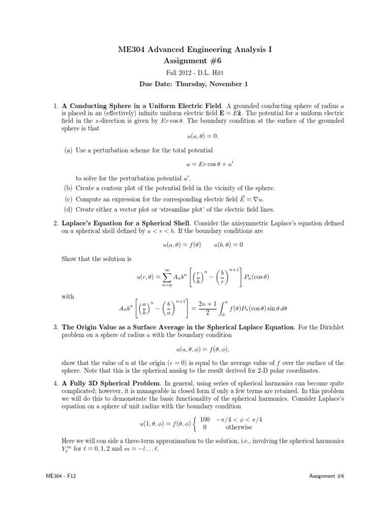 Advanced Engineering Analysis Assignment | PDF | Sphere | Differential ...