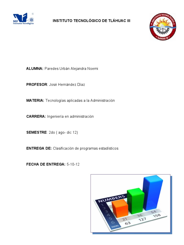 Clasificación de Programas Estadísticos Programa de computadora Programación