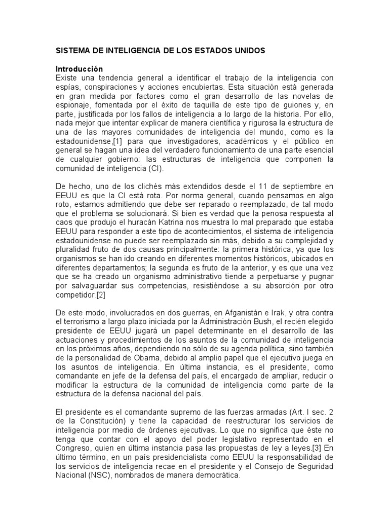 Sistema de Inteligencia de Los Estados Unidos PDF Agencia Central