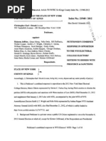 RESPONDENTS MOTION TO DISMISS in Re NOTE OF ISSUE With Certifcate of Readiness For Trial in Re NOTICE of PETITION INDEX No.: 21948/2012