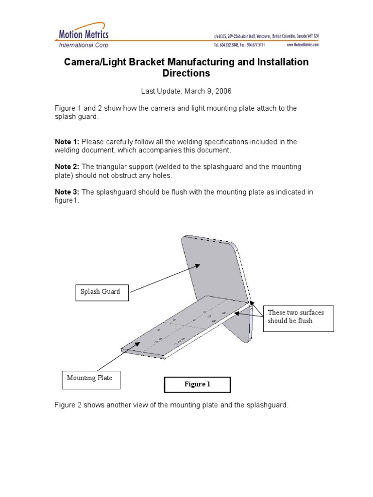 Camera and Light Bracket Guide | PDF