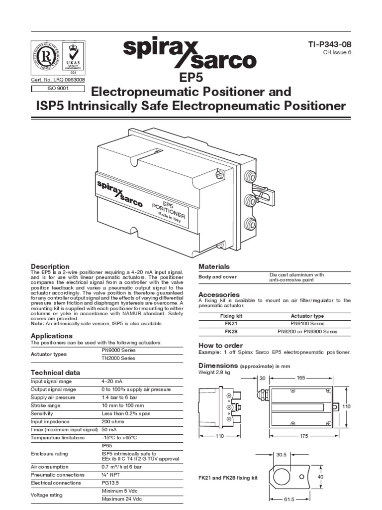 Manual Ep5 Spirax Sarco | PDF | Actuator | Valve