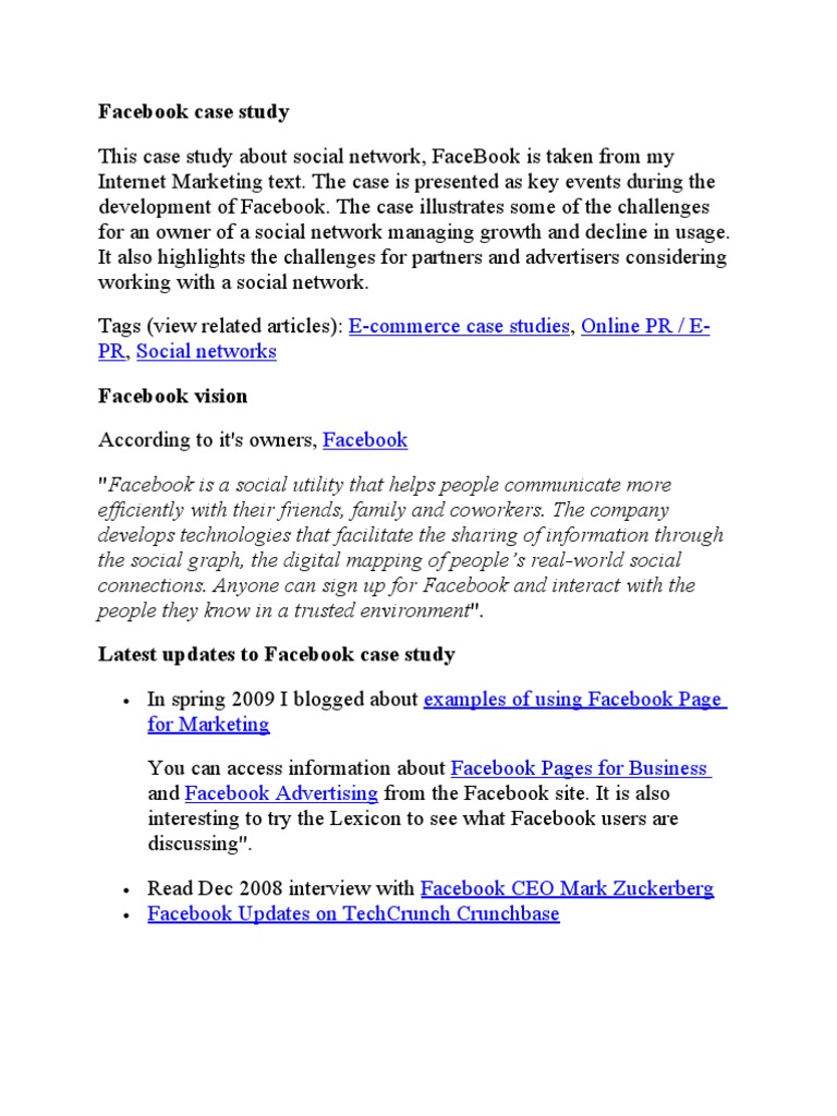 Case6 Facebook Case Study Facebook Social Networking Service