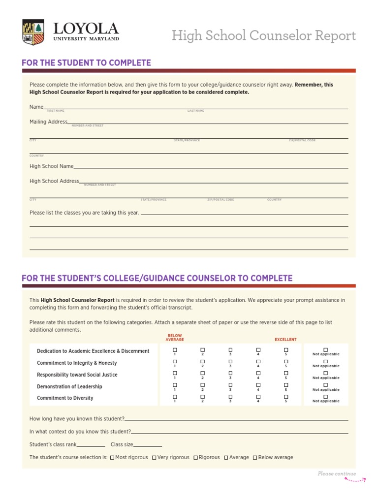 Loyola Ug Hscounselorreport | PDF | Zip Code | School Counselor