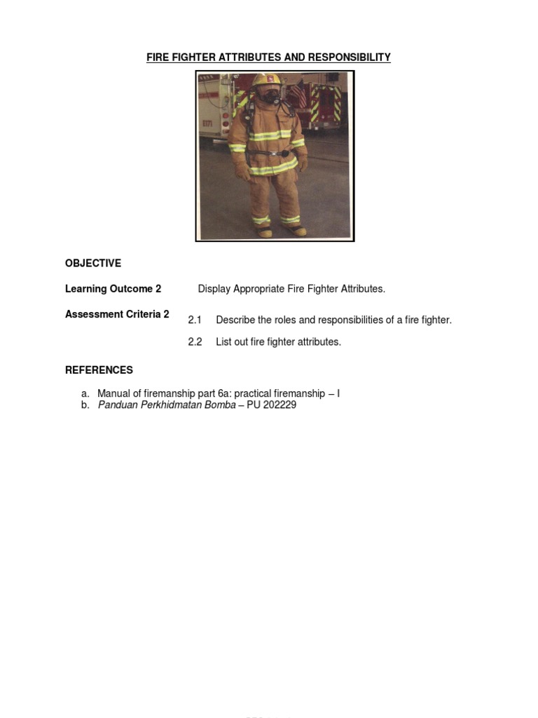 BAF 1.2 Fire Fighter Attributes and Responsibility PDF | PDF ...