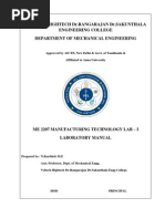 Download ME2207 MANUFACTURING TECHNOLOGY I LAB MANUAL by Karthick N SN112768625 doc pdf