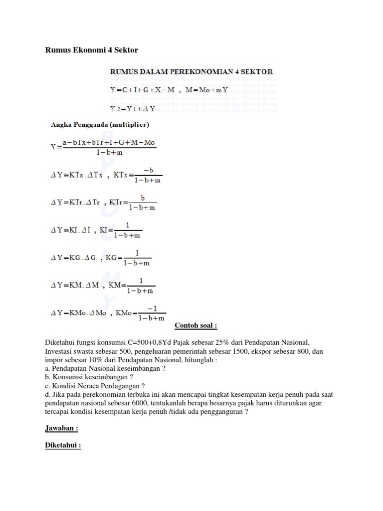 Rumus Ekonomi 4 Sektor
