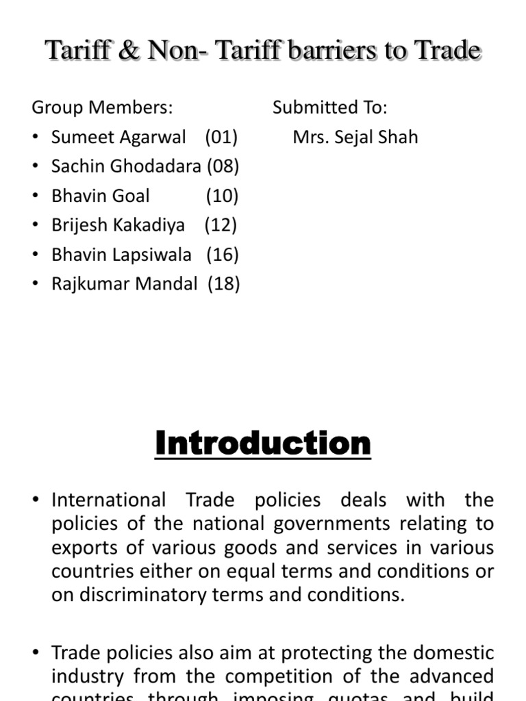 Tariff and Non-Tariff Trade Barriers | PDF | Finance & Money Management